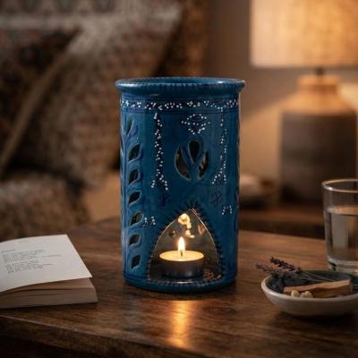 Handcrafted Blue Ceramic Tealight Holder & Diffuser